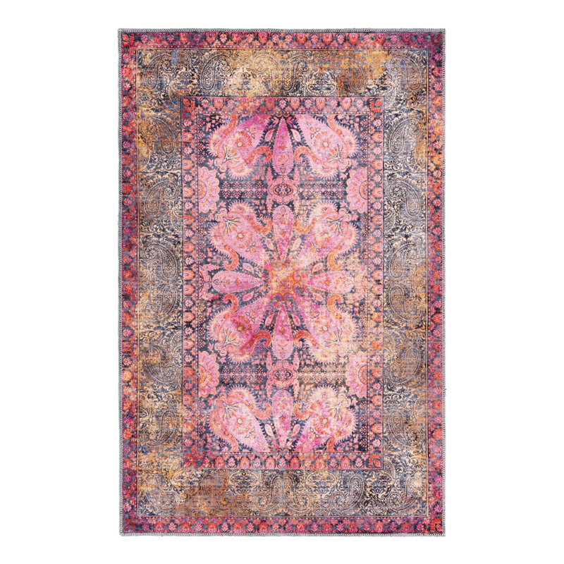 Guth Oriental Pink/Brown Area Rug