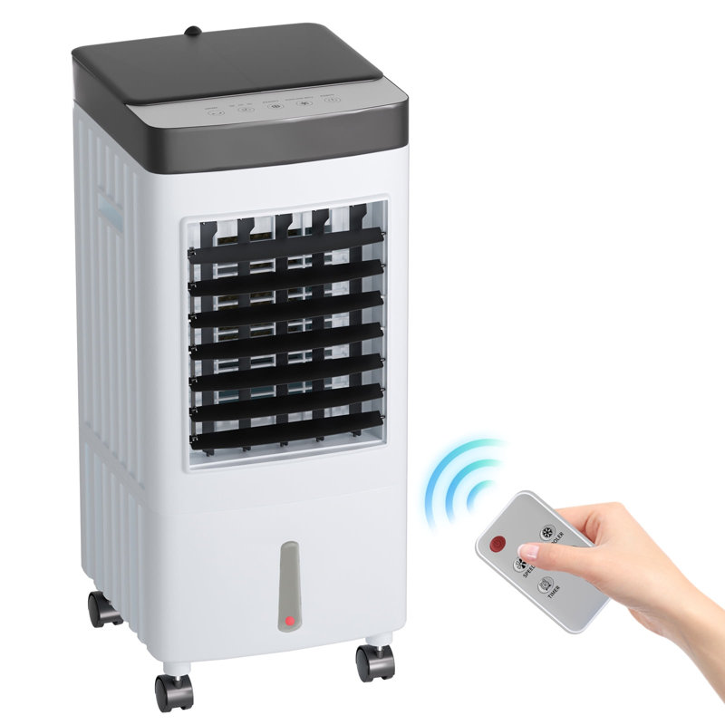 3-in-1 Portable Air Conditioner with Dehumidifier & Fan,1200 CFM 2.6 Gal Swamp Evaporative Air Cooler for Rooms up to 161-269 Sq. Ft, 7.5H Timer,3 Fan Speeds,Indoor/Outdoor,White