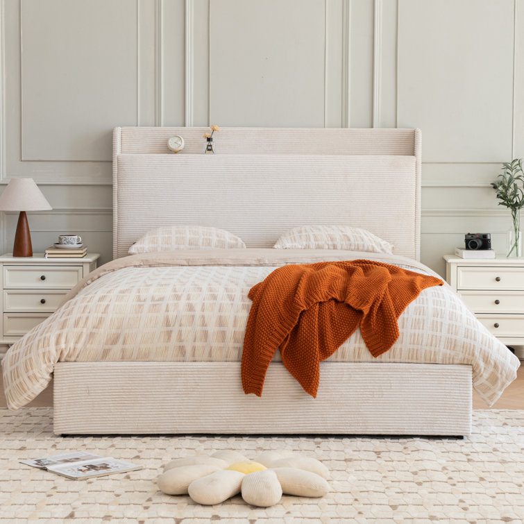 incomplete similar to stock photo upholstered platform bed with 4 storage drawers and storage headboard