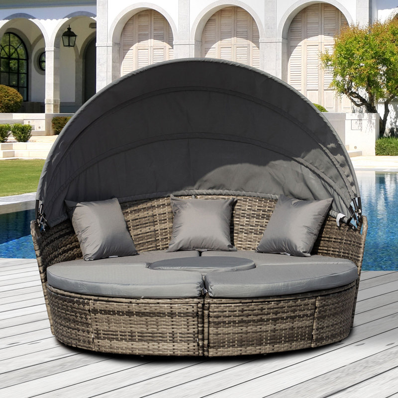 (Incomplete 3 wedge cushions only) Jazmyne Outsunny 4 Piece Round Rattan Daybed cushions 