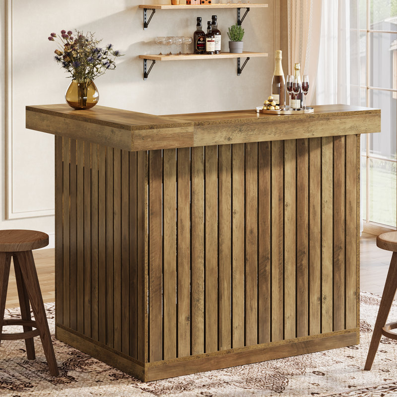 L-Shaped Home Bar Cabinet, 4-Tier Corner Liquor Bar Table INCOMPLETE 