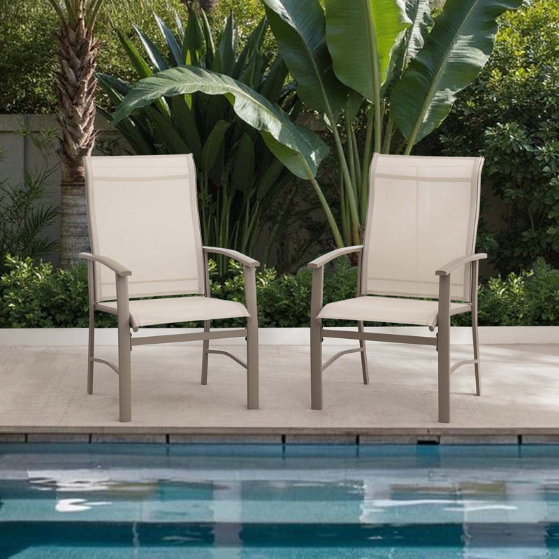 Outdoor Dining Chairs Set of 2 All-Weather Textilene Metal Patio Chairs - High Back Ergonomic Design for Garden, Deck, Balcony (Set of 2)