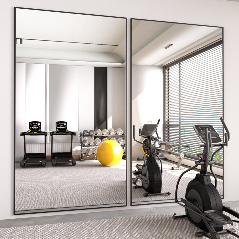 Vertell Oversize Rectangle Full Length Mirror Metal Mirror for GYM/ Bedroom with Stand INCOMPLETE 