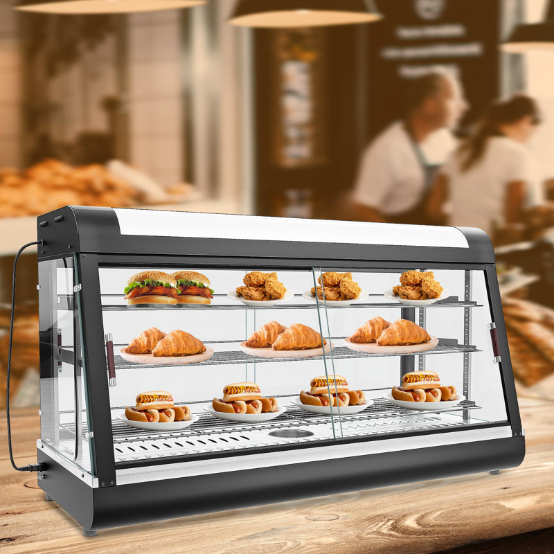 anpuce 48" stainless steel display case buffet accessory, 3-tier commercial food warmer countertop