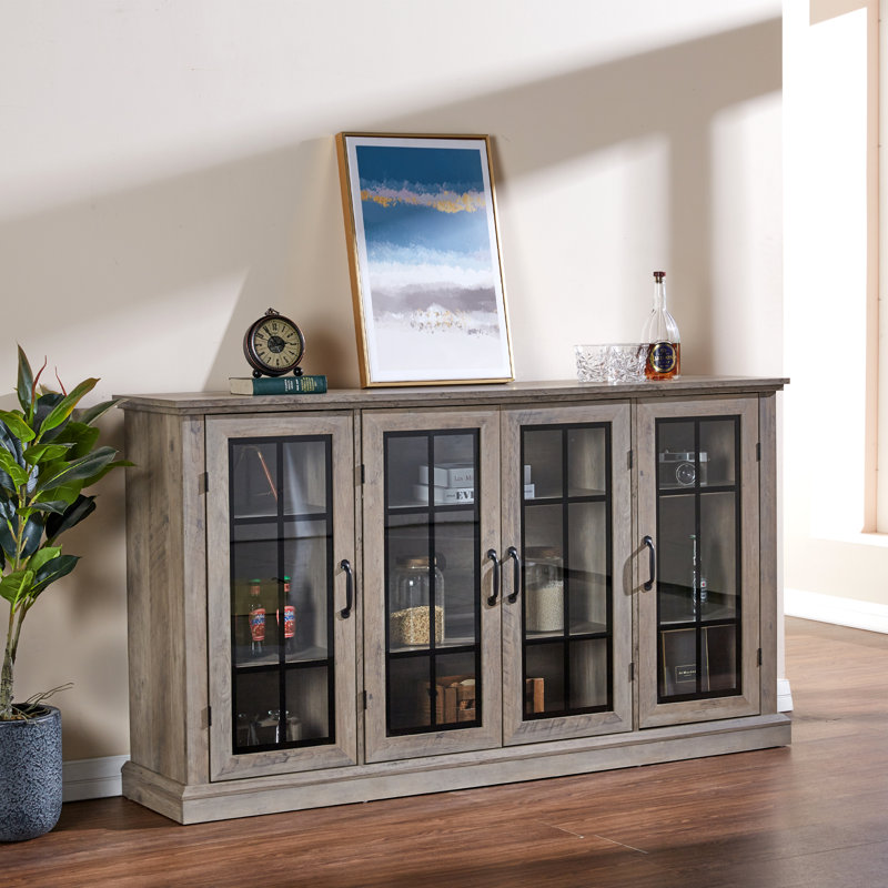 Alvilda 62.9'' W Modern Sideboard Buffet with Glass Doors
