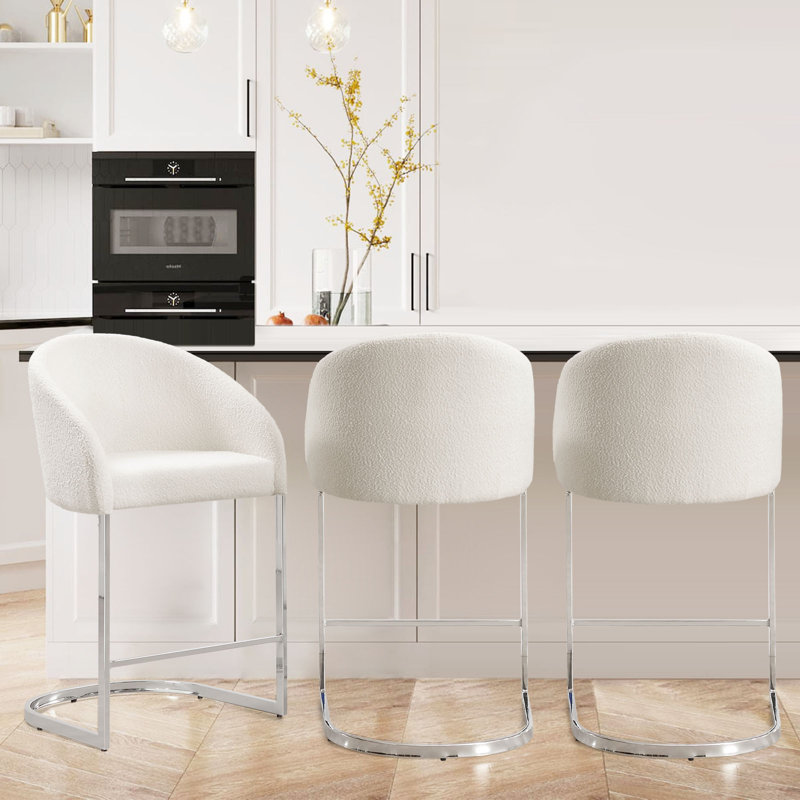 Chylee 26'' Boucle Upholstered Counter Stool (Set of 2)