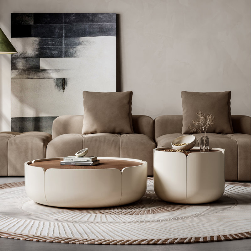 1 pcs)Modern Wood Coffee Table Set, Minimalist Round Living Room Center Table for Living Room Lounge Office
