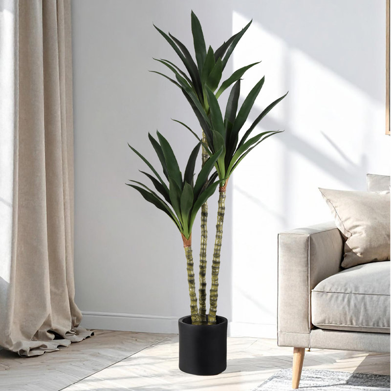 Artificial Dutch Iron Tree in Cement Pot Faux Plant for Home or Office - 60"