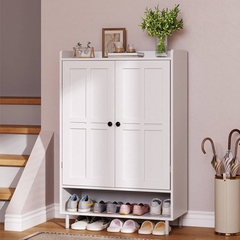 6-Tier 24 Pairs Shoe Cabinet With Doors And Adjustable Shelves For Entryway