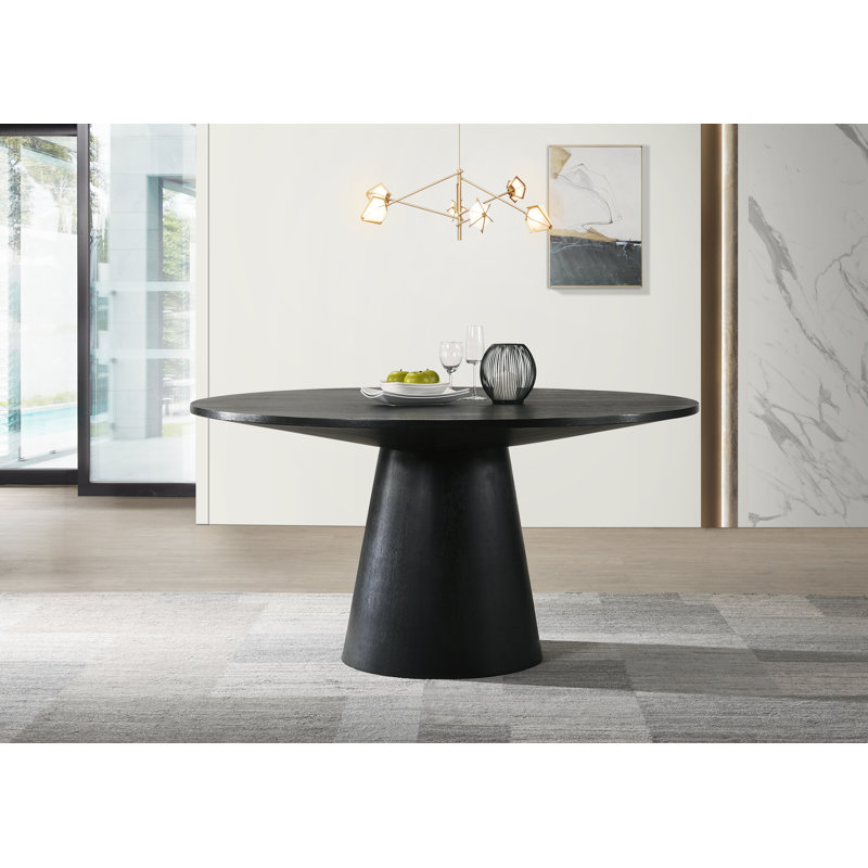 top only similar not exact Arwilla Ebony Black 59\\\"W Contemporary Round Dining Table with Pedestal Base