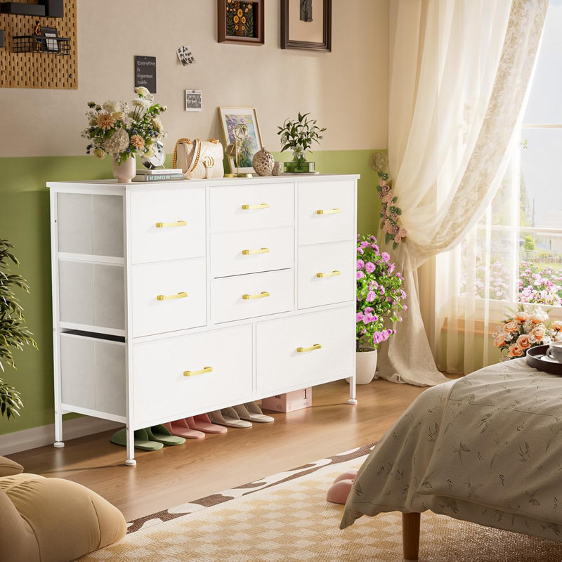 Dresser for Bedroom with 9 Drawers TV Stand Wide Bedroom Dresser Storage Organizers Chest of Drawers