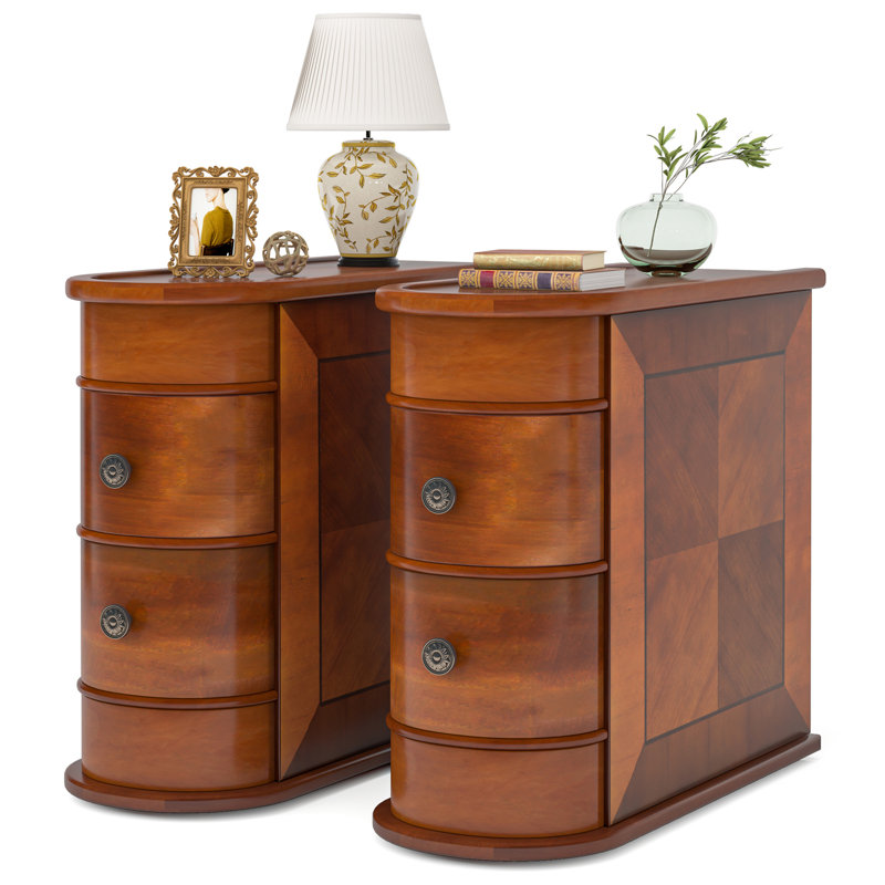 belanna solid wood 2 - drawer end table