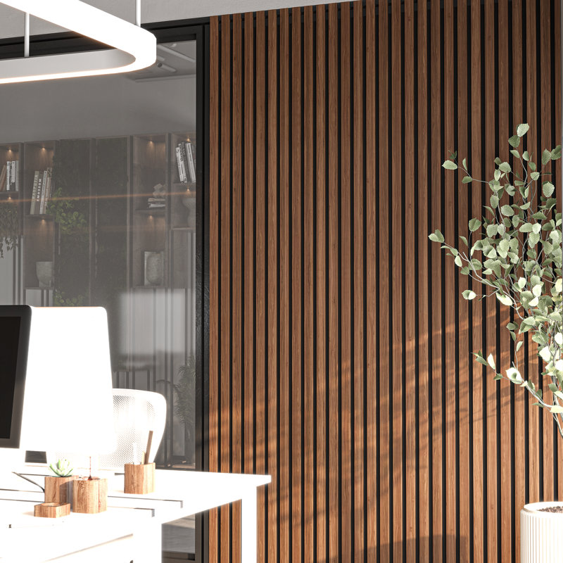 106" x 12.6" Acoustic Wood Wall Paneling, Decorative Soundproof Panels for Walls and Ceilings, 3D Slat Wood Wall Panels (Set of 2)