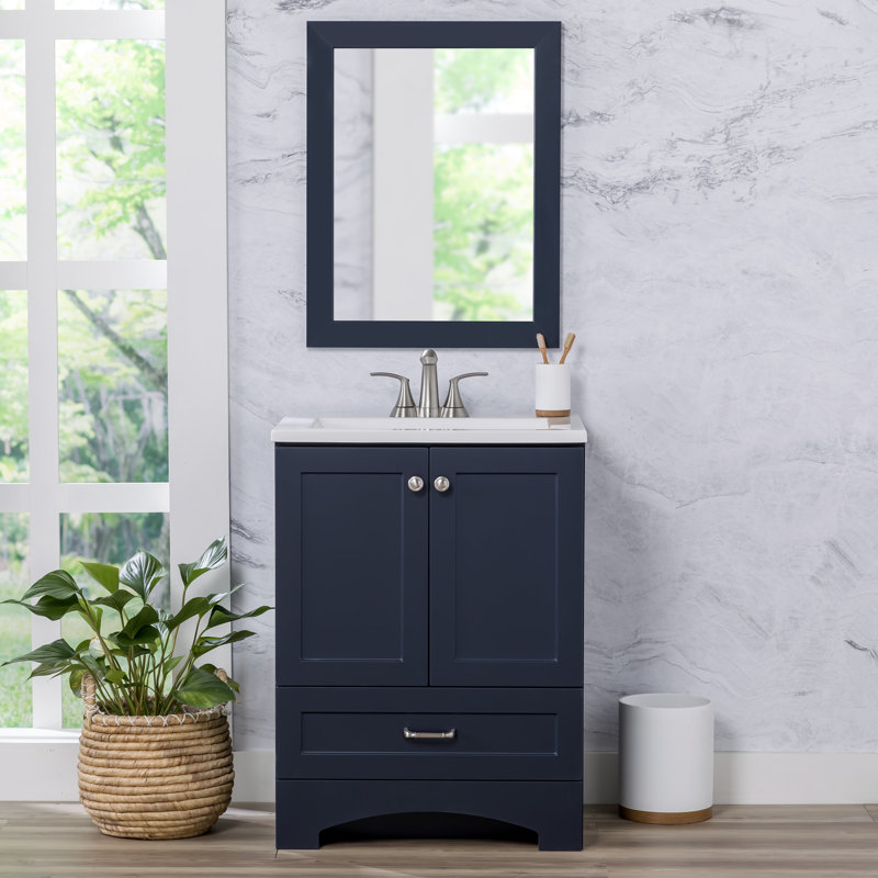 Emlyn 24" Single Bathroom Vanity with 2-Door Cabinet, Drawer, and Cultured Marble Vanity Top