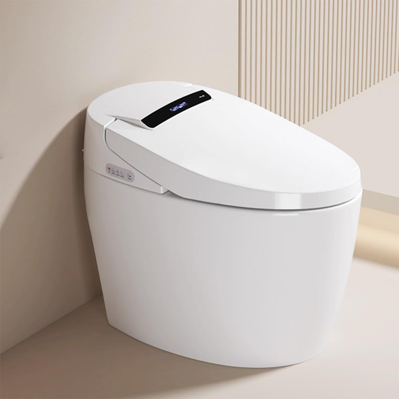 smart toilet with heated seat and night light, tankless toilets for bathroom, modern one piece toilet standard comfort height toilet with auto flush, auto open close lid/seat,slow close us25042204