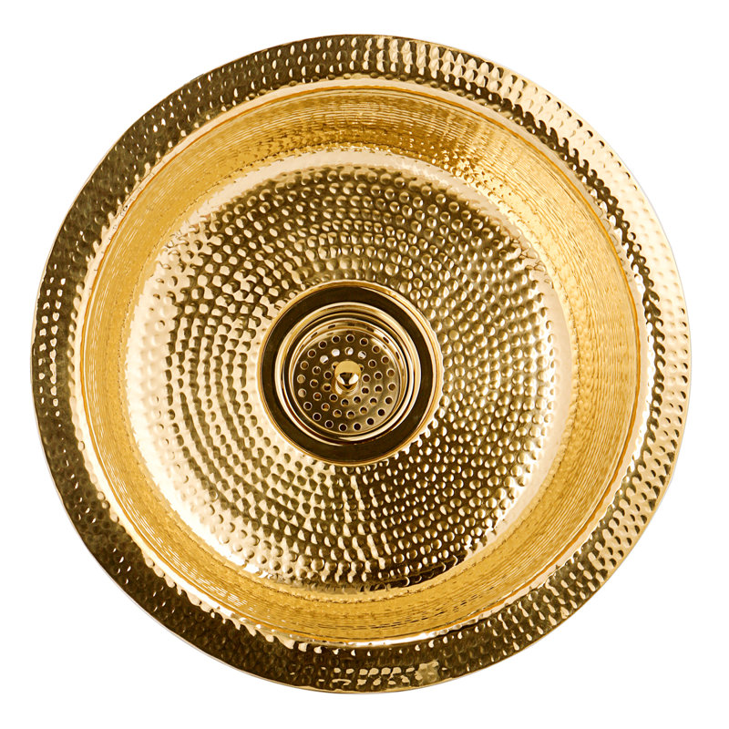Brightwork 15-Inch Hand Hammered Round Bar Sink RS15-UB
