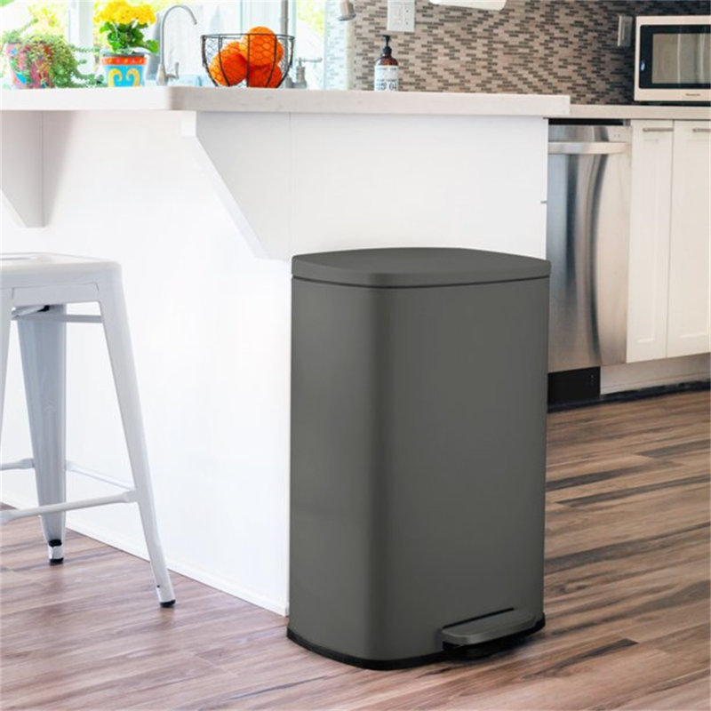 13.2 gallon stainless steel rectangular step on kitchen trash can