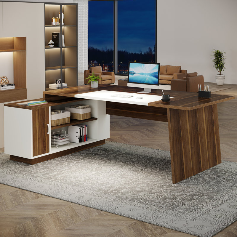 70.5'' L-Shaped Executive Desk with Cabinet