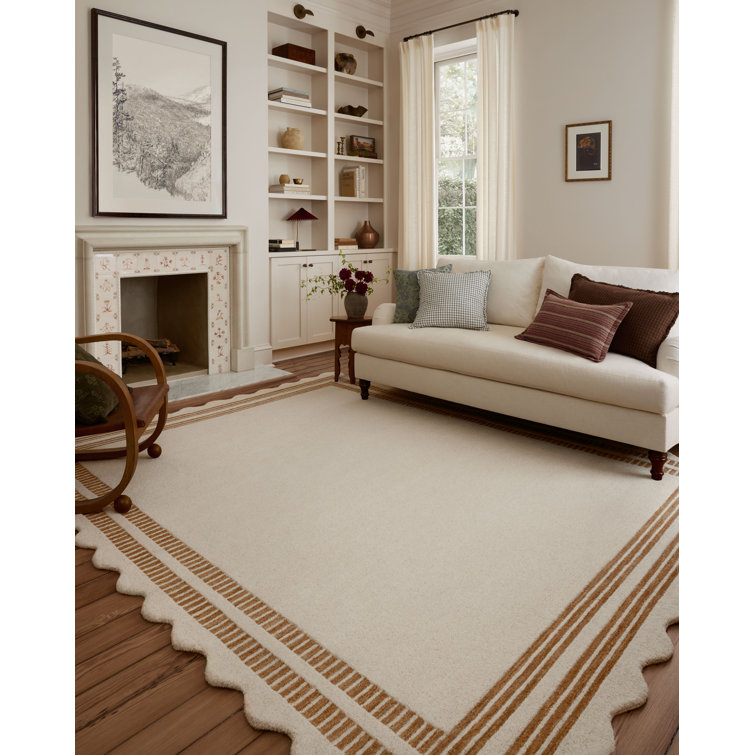 Chris Loves Julia x Loloi Scottie Ivory / Rust Area Rug 2’6x7’6