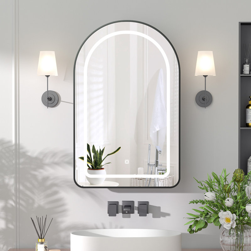 arched medicine cabinet with light,recessed lighted led medicine cabinet mirror with storage for bathroom