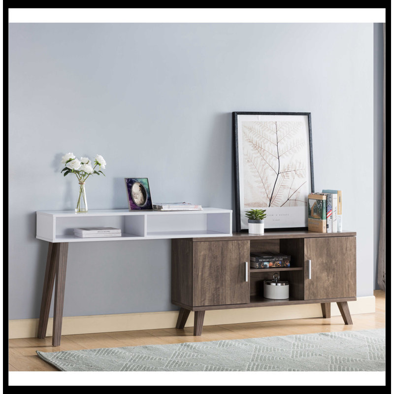 72 W Home Entryway Console Table with Multi- Storage Compartments, Display Cabinet, Hazelnut INCOMPLETE 