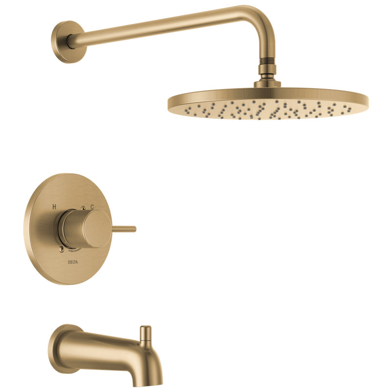 Modern Raincan Round Single-Function Tub and Shower Faucet Set, Valve Trim Kit, Rainfall Shower Head T14469-CZ-PP(no shower head)