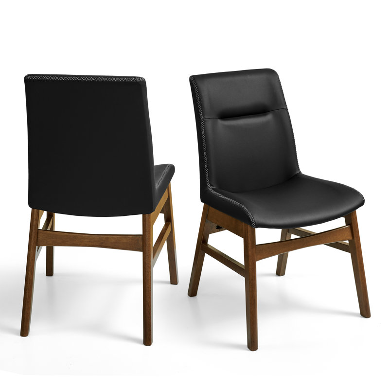 pu leather dining chairs, modern leather dining chairs with solid wood frame, water-resistant & easy-clean