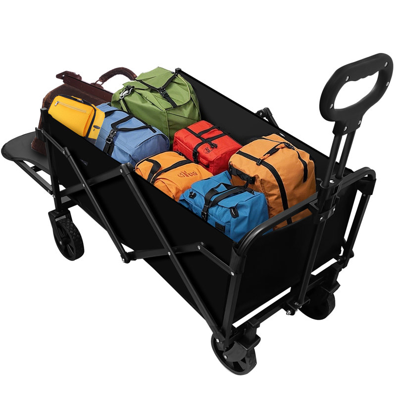 Heavy-duty Folding Wagon Cart - 300lb Capacity, All-terrain Wheels For Camping
