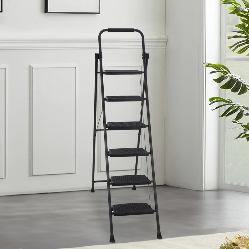 6 step ladder, steel folding step ladder, portable