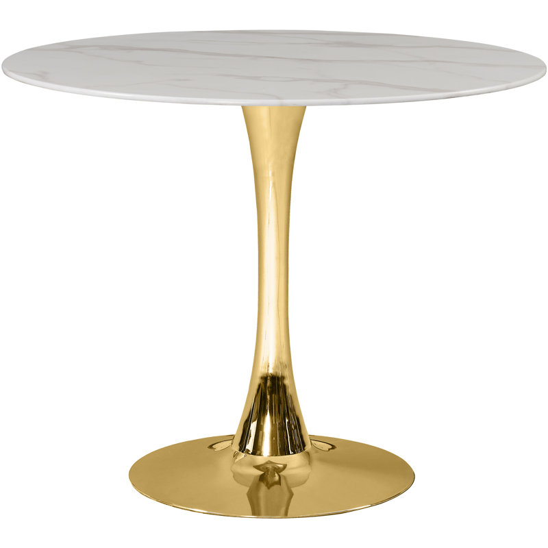Sevinc Round Unfinished Glass Top Metal Base Dining Table