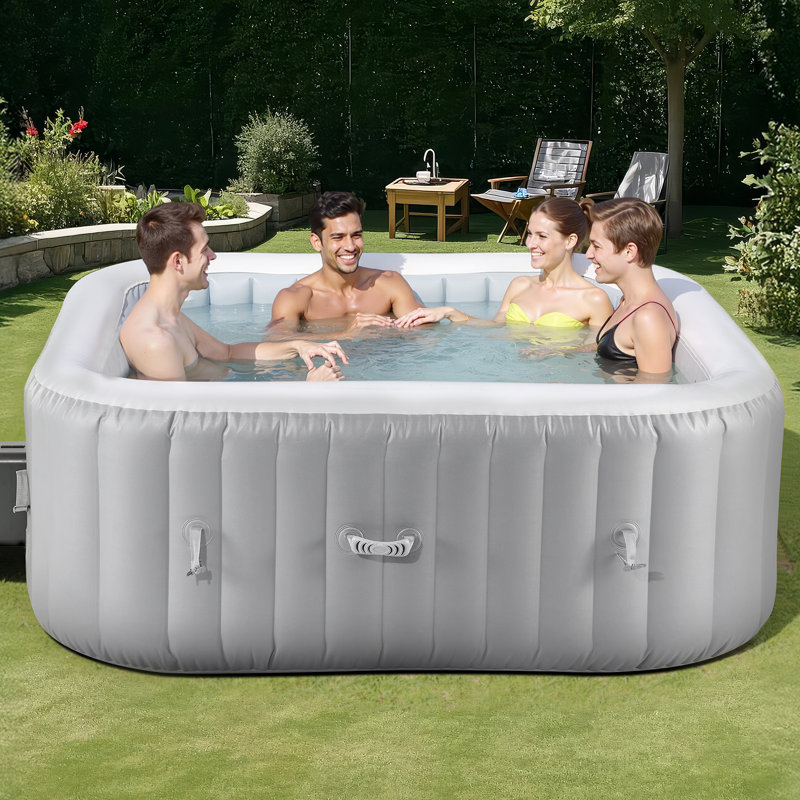 Inflatable Hot Tub 4 to 6 Person 72.8x26in Square Portable Outdoor Spa 130 Jets