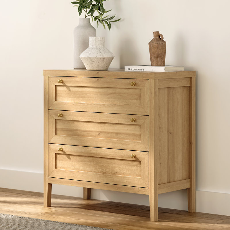 Farmhouse 3 Drawer Dresser,Wide Chest Of Drawers,Three Drawer Nightstand