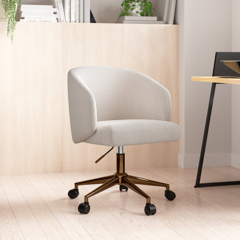 Brilhantina Corduroy Mid-Century Modern Upholstered Swivel Barrel Task Chair