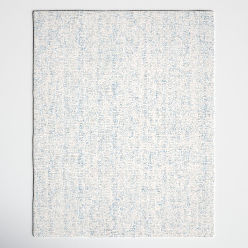 Fredi Abstract Hand Tufted Wool/Cotton Area Rug in Light Blue/Ivory