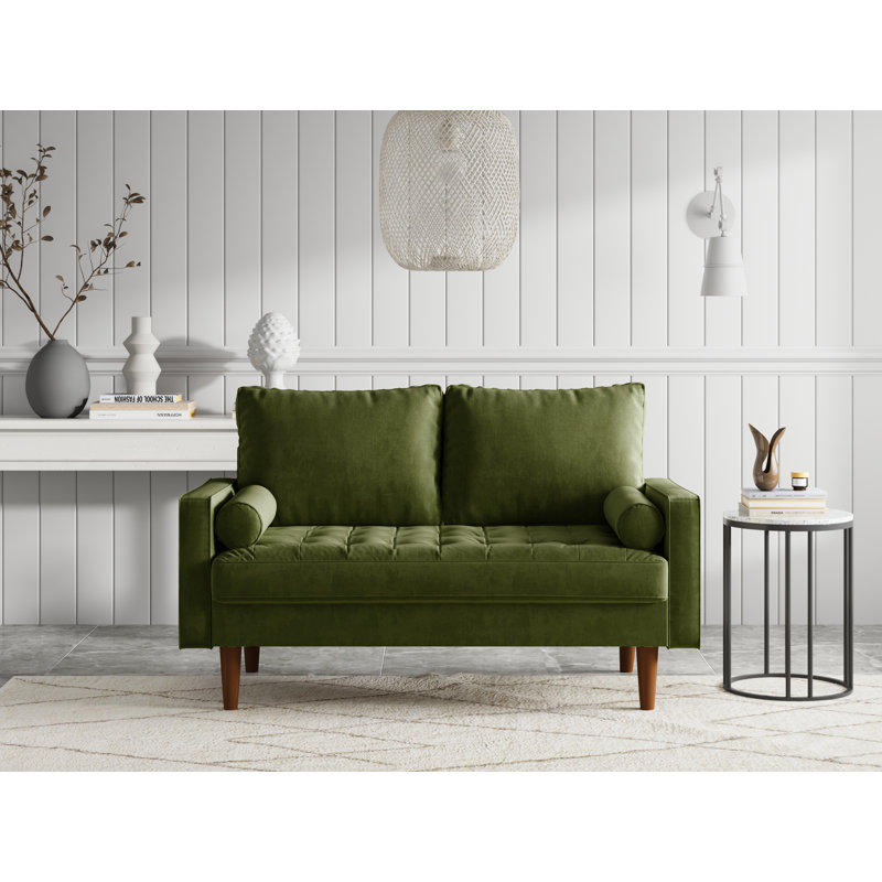 Brighton 58" Velvet Square Arm Tufted Seat Sofa Loveseat