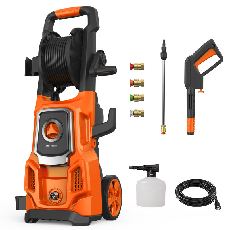 4200psi Max 3.0 Gpm Electric High Pressure Washer, Power Washer With Hose Reel, Car Wash Machine With 4 Quick Connect Nozzles, Foam Cannon, For Cars, Patios, And Floor Cleaning