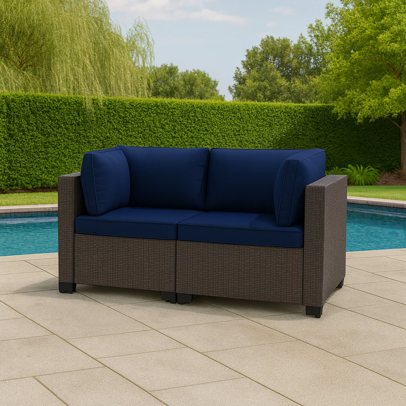 Kalinowski Premium Outdoor Loveseat With Adjustable Feet, Splash-Proof Cushions & Secure Seat Clips