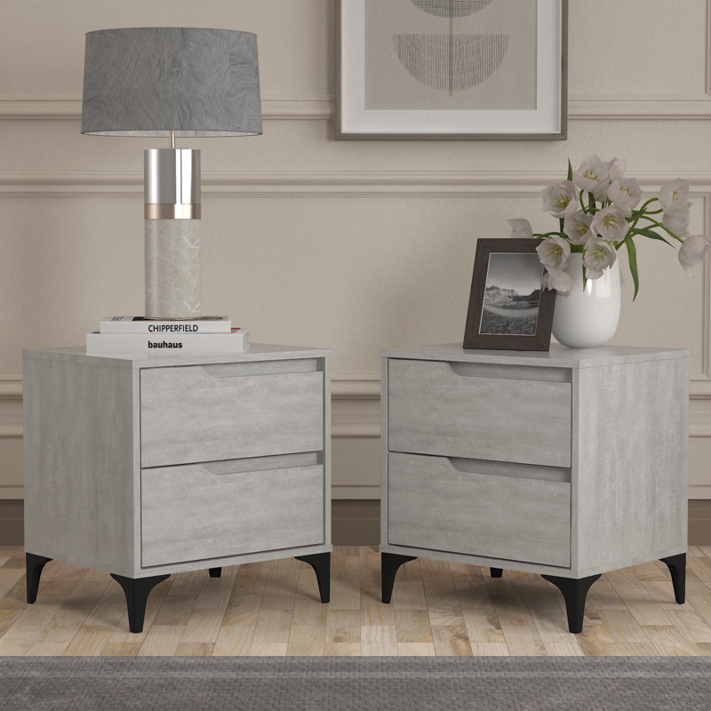 Norcross 20.3" 2 Drawer Nightstand (Set of 2)