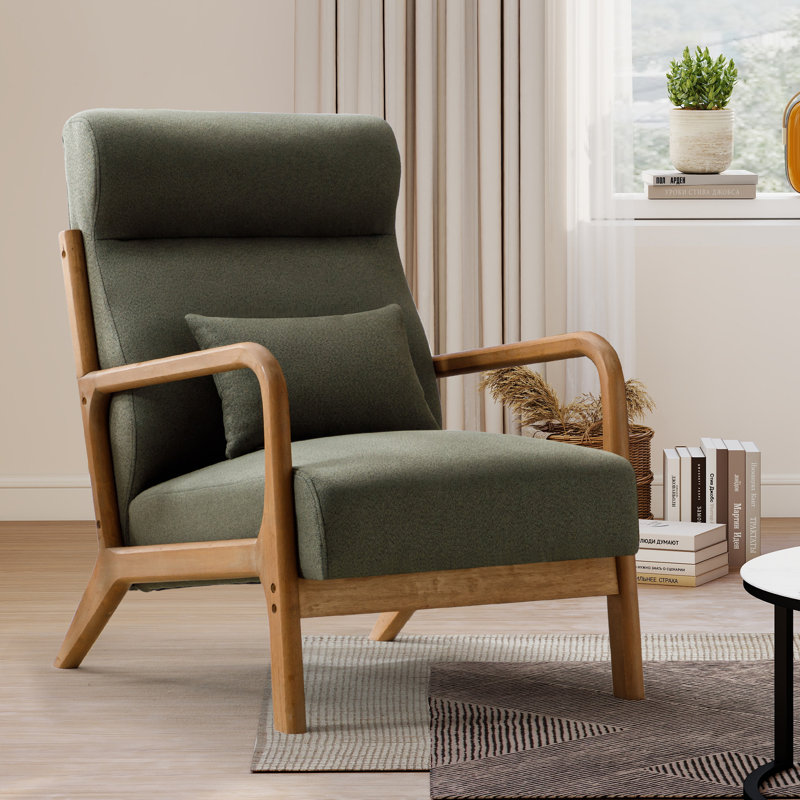 ayyash 26'' wide transitional traditional upholstered accent chair with lumbar pillow