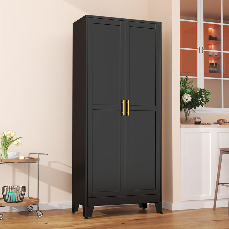 Winston Porter 74.8'' Tall Steel Pantry Cabinet with 5 Adjustabel Shelves for Kitchen and Home Office