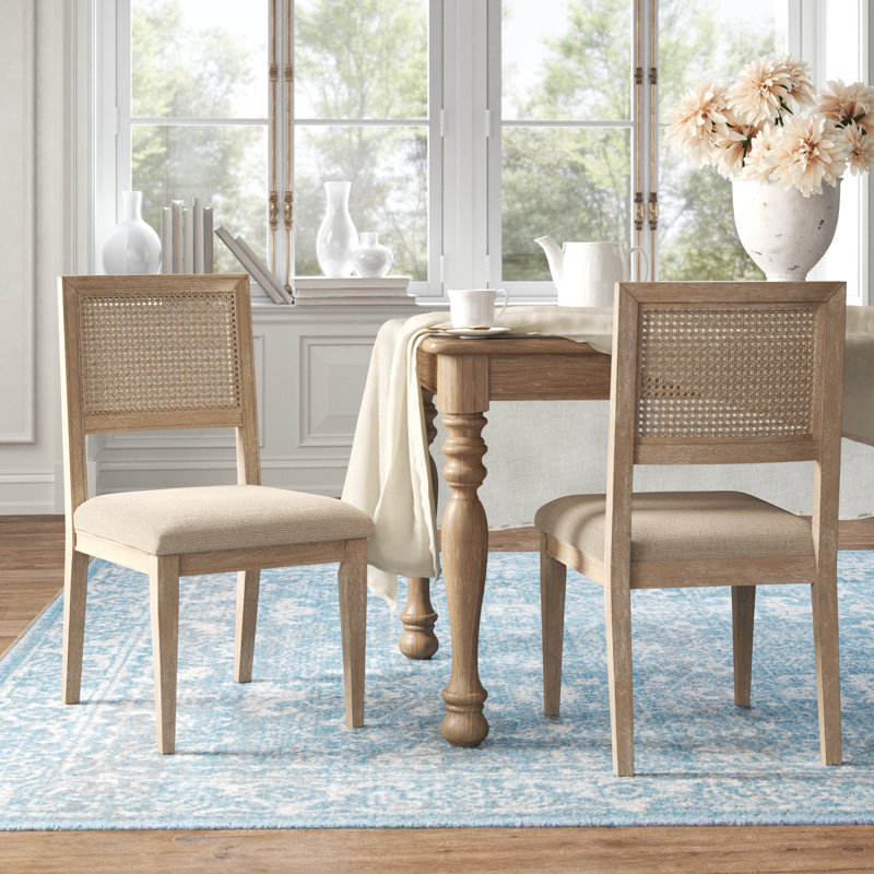 Rattan & Wood Dining Chair Set of 2 (Set of 2)