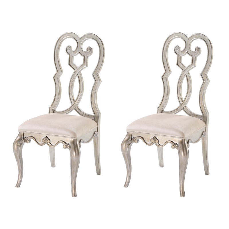 ivory and antique champagne side chairs (set of 2),dining room chair,dinning chair,kitchen chair,side chair (set of 2)