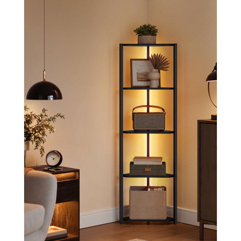 5-Tier Corner Bookcase with LED Lights
