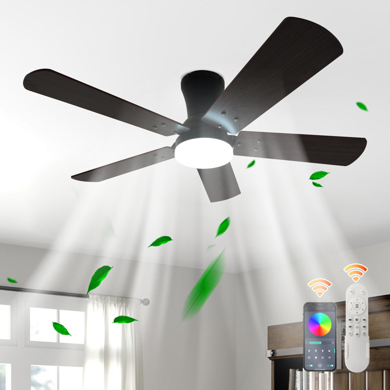 42\" 5 - Blade Dimmable RGB Reversible LED Ceiling Fan with Light Kit and Remote Control INCOMPLETE 