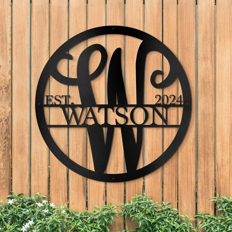 Custom Metal Name Sign Metal Wall Art Split Letter Monogram Wall Accent Outdoor Decor