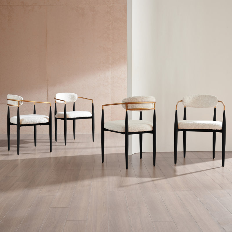 Modern Upholstered Dining Chair, Boucle Accent ArmChair (Set of 4)
