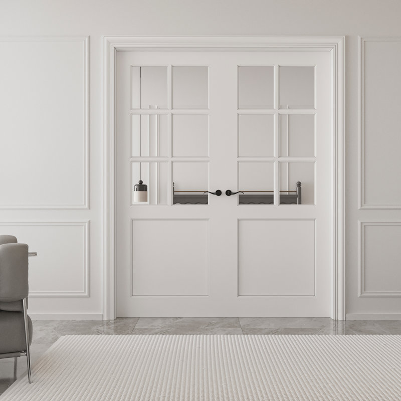 Interior Transparent Glass Doors Solid Wood French Door With Hardware Kit Jamb