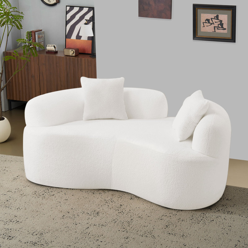 67" W Curved Teddy Velvet Loveseat Sofa, Without Aeesmbly Compression Couch