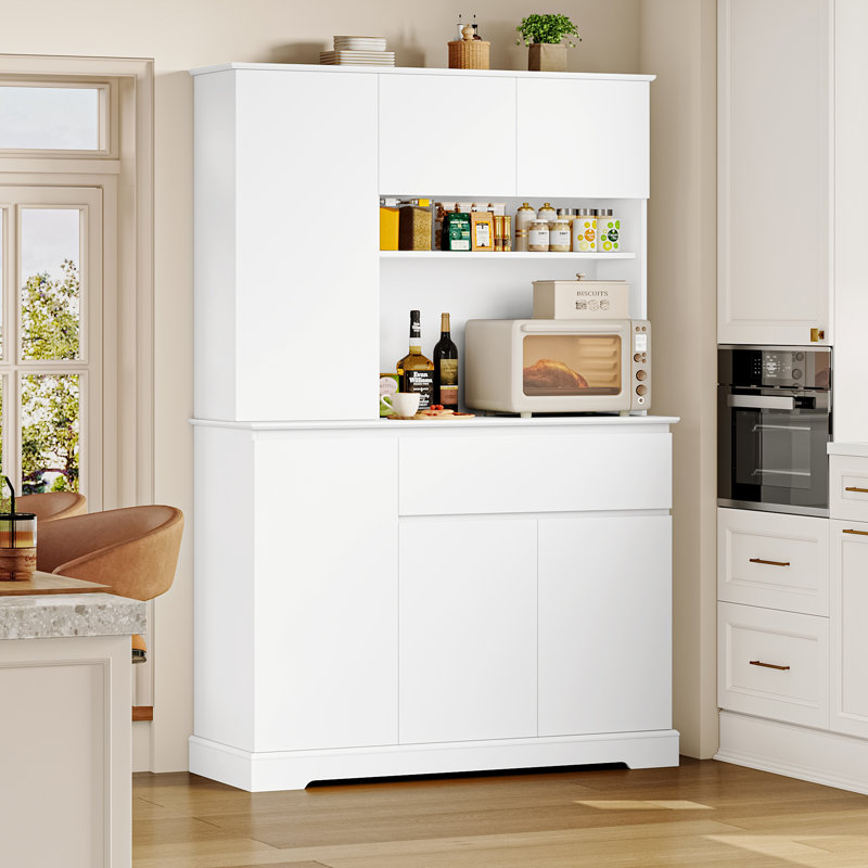 Clearance! 71"H Kitchen Pantry Cabinet with Microwave Shelf, Cable Management, Kirklyn