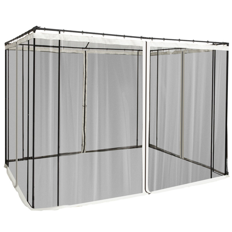 Outsunny Universal Replacement Mesh Sidewall Netting for Patio Gazebos and Canopy Tents with Zippers, Sidewall Only, Cream